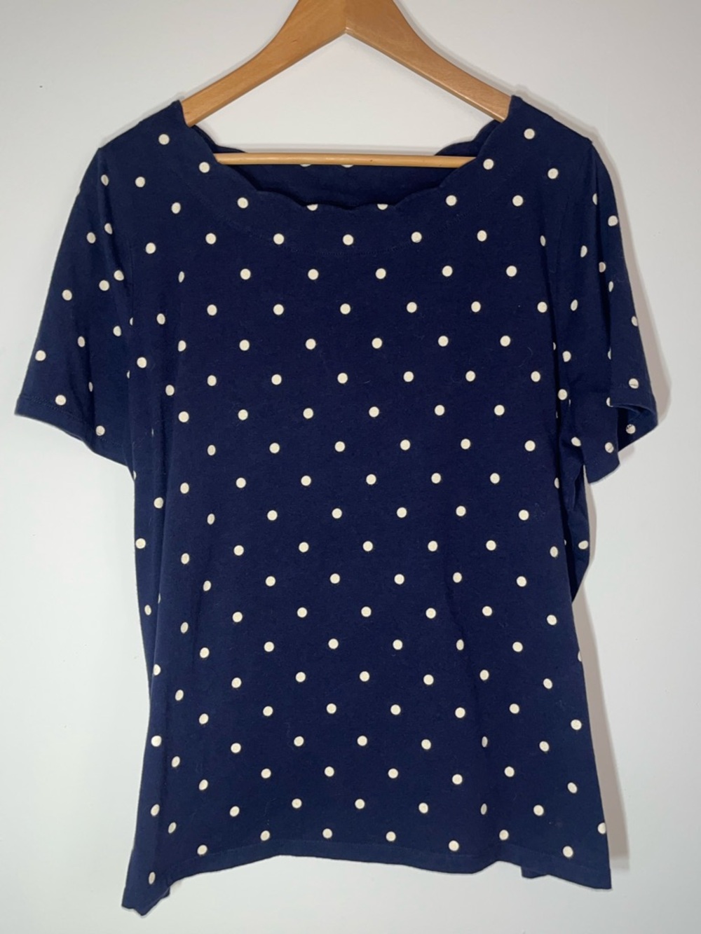 Navy Polka Dot Short-Sleeve Top